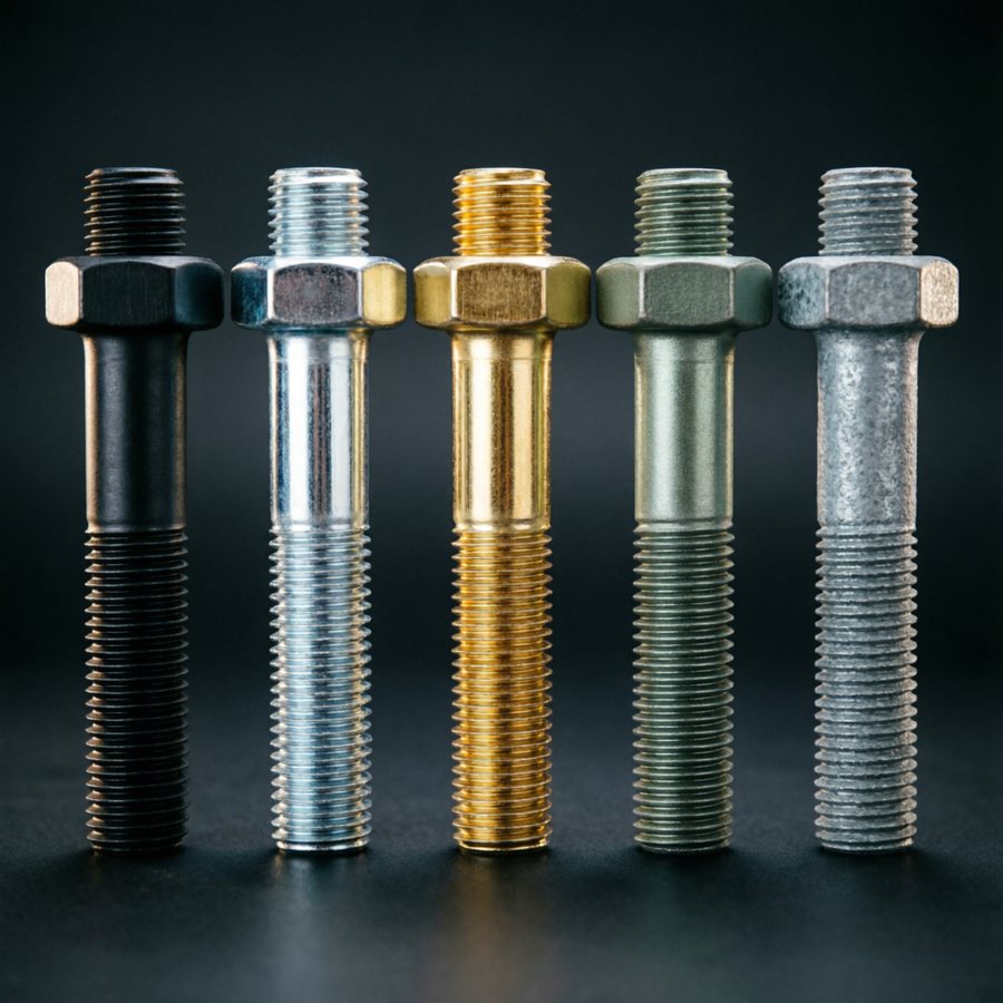Tornillos con distintos recubrimientos: pavonado, zincado, bicromatado, Geomet y galvanizado en caliente